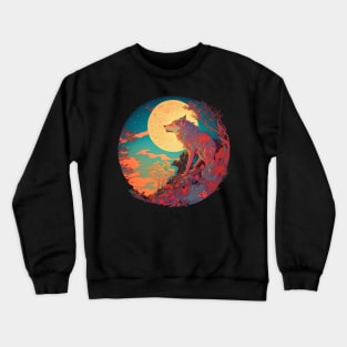 A Lone Wolf and the Full Moon Crewneck Sweatshirt